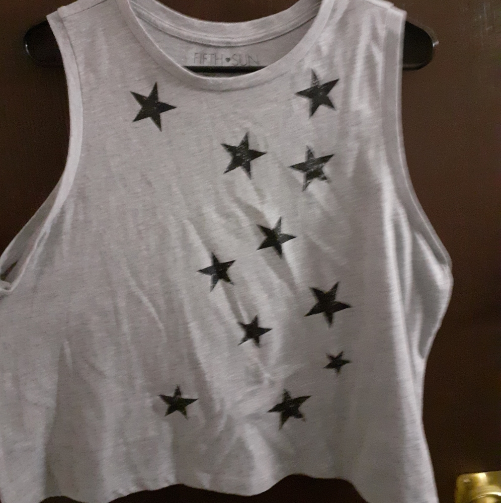 Grey star crop top
